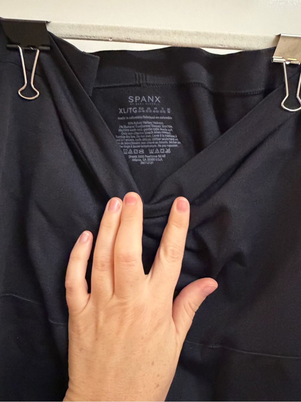 SPANX Black V-Neck Seam-Detail Top